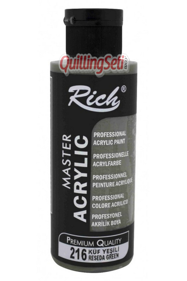 rich master akrilik boya 120 cc 216 küf yeşili renk akrilik hobi boyası, 8691302160008, rich master akrilik boya 120 ml, Rich