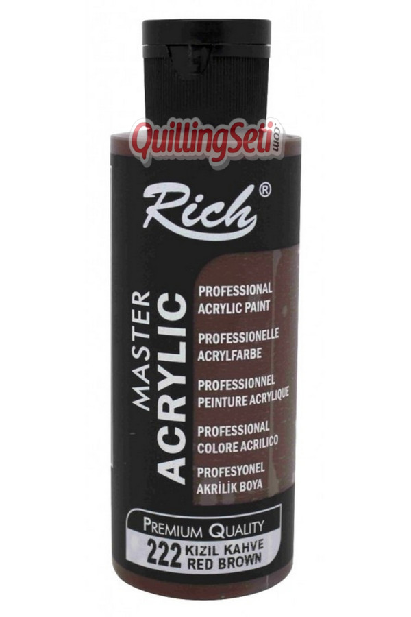 rich master akrilik boya 120 cc 222 kızıl kahve renk akrilik hobi boyası, 8691302220009, rich master akrilik boya 120 ml, Rich