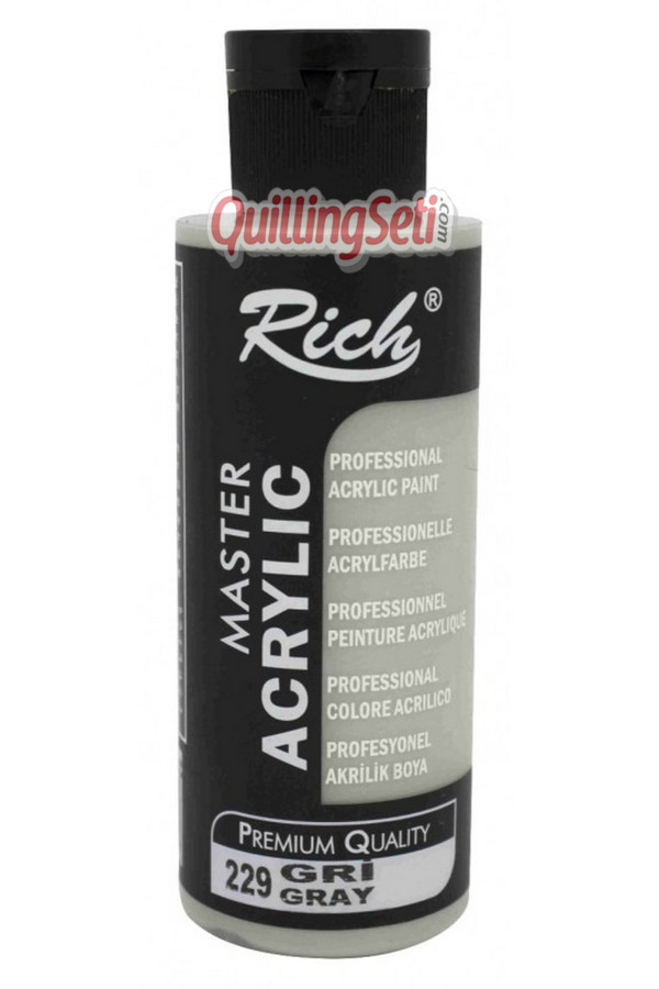rich master akrilik boya 120 cc 229 gri renk akrilik hobi boyası, 8682374015785, rich master akrilik boya 120 ml, Rich
