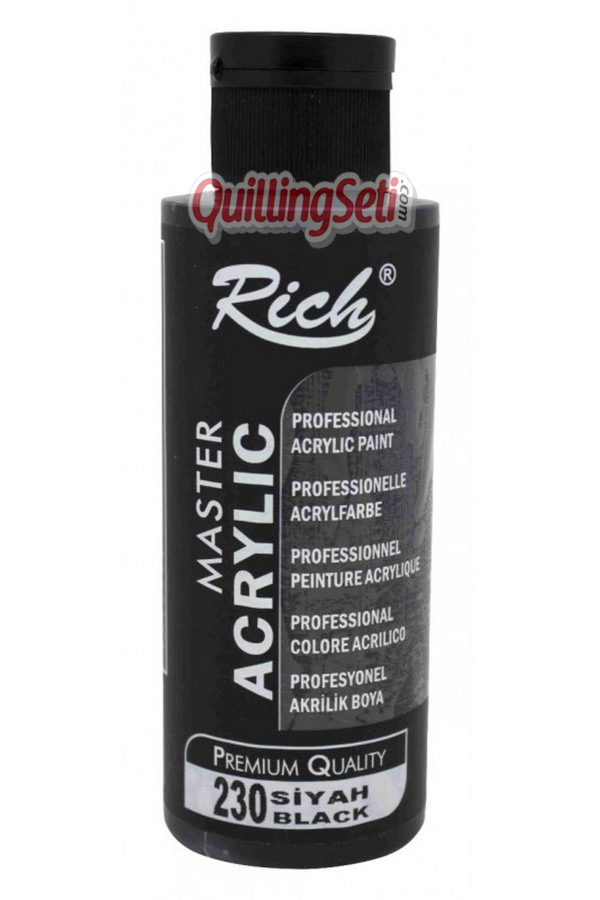 rich master akrilik boya 120 cc 230 siyah renk akrilik hobi boyası, 8682374015563, rich master akrilik boya 120 ml, Rich