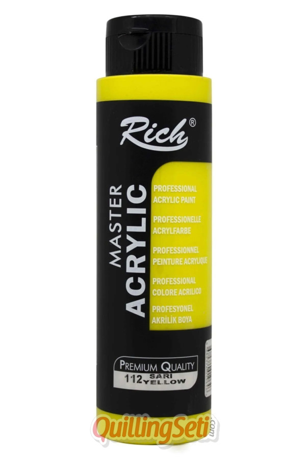 rich master akrilik boya 500 cc, 112 sarı renk akrilik hobi boyası, çok amaçlı profesyonel akrilik boya, 8682374019646, rich master akrilik boya 500 ml, Rich