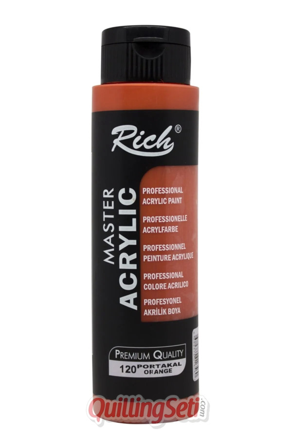 rich master akrilik boya 500 cc, 120 portakal renk akrilik hobi boyası, çok amaçlı profesyonel akrilik boya, richma500120, rich master akrilik boya 500 ml, Rich