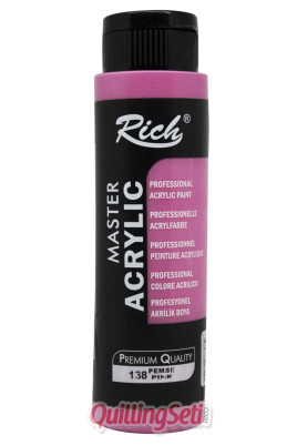 Rich Master Akrilik Boya 500 cc, 138 Pembe Renk Akrilik Hobi Boyası, Çok Amaçlı Profesyonel Akrilik Boya