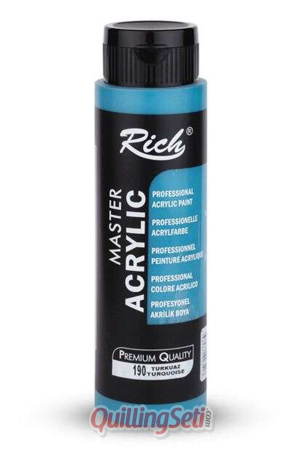 rich master akrilik boya 500 cc, 190 turkuaz renk akrilik hobi boyası, çok amaçlı profesyonel akrilik boya, 8682374023513, rich master akrilik boya 500 ml, Rich