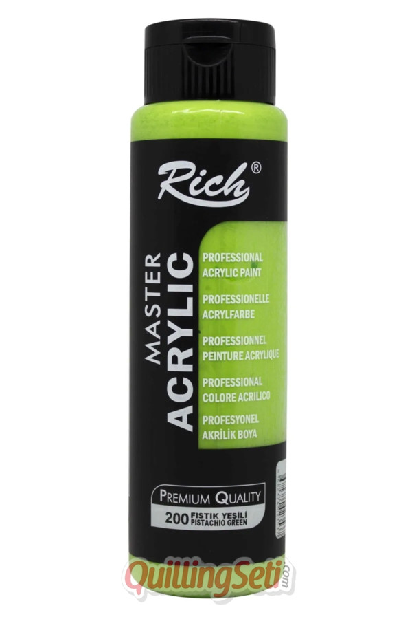 rich master akrilik boya 500 cc, 200 fıstık yeşili renk akrilik hobi boyası, çok amaçlı profesyonel akrilik boya, richma500200, rich master akrilik boya 500 ml, Rich