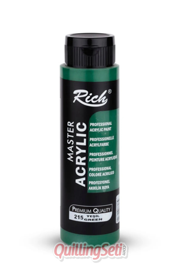 rich master akrilik boya 500 cc, 215 yeşil renk akrilik hobi boyası, çok amaçlı profesyonel akrilik boya, 8682374015099, rich master akrilik boya 500 ml, Rich