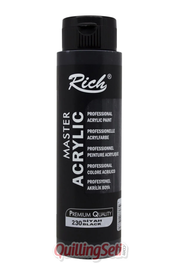 rich master akrilik boya 500 cc, 230 siyah renk akrilik hobi boyası, çok amaçlı profesyonel akrilik boya, 8682374015105, rich master akrilik boya 500 ml, Rich