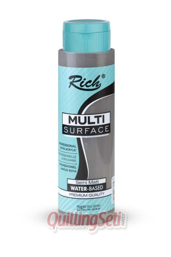 rich multi surface akrilik boya 500 cc 2316 retro siyah renk akrilik hobi boyası, 8682374097057, rich multi surface akrilik boya 500 ml, Rich
