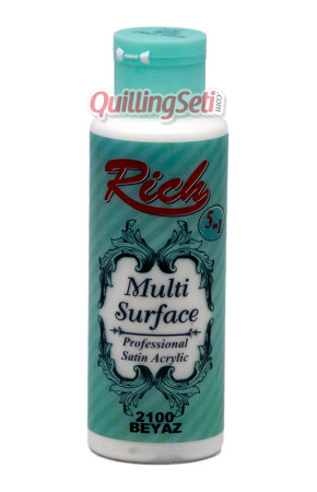 Rich Multi Surface 120 cc Akrilik Boya - Rich Beyaz 2100 Hobi Boyası