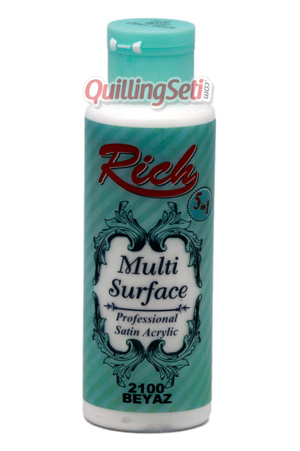 rich multi surface 120 cc akrilik boya - rich beyaz 2100 hobi boyası, rch-ms-2100, rich multi surface akrilik boya 120 ml, Rich