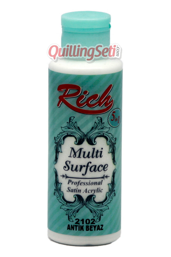 rich multi surface 120 cc akrilik boya - rich antik beyaz 2102 hobi boyası, rch-ms-2102, rich multi surface akrilik boya 120 ml, Rich