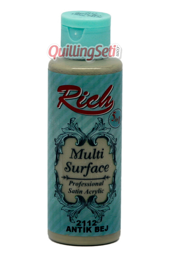 rich multi surface 120 cc akrilik boya - rich antik bej 2112 hobi boyası, rch-ms-2112, rich multi surface akrilik boya 120 ml, Rich