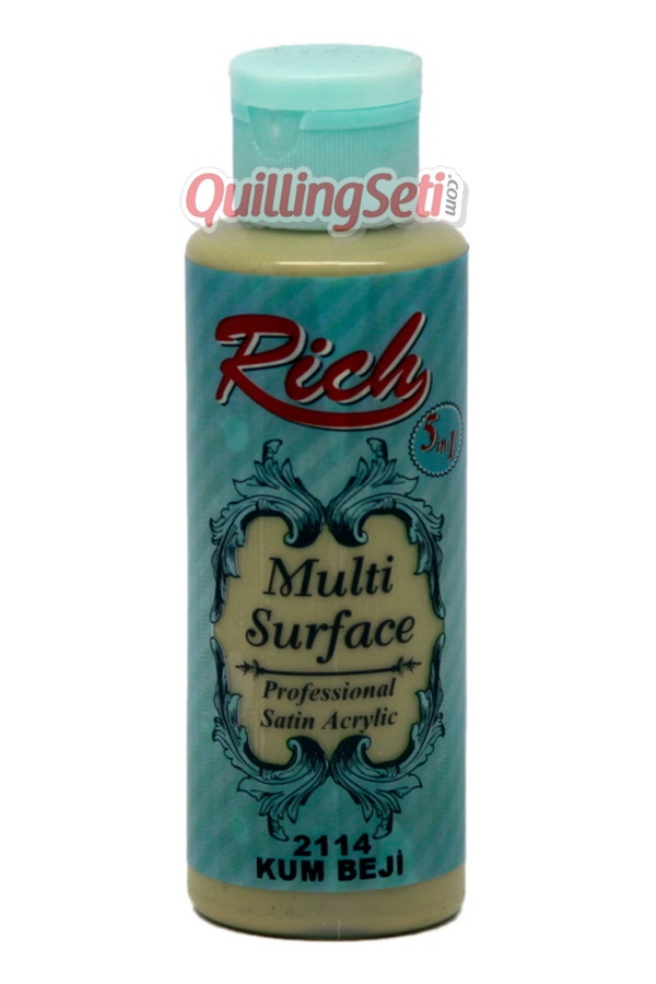 rich multi surface 120 cc akrilik boya - rich kum beji 2114 hobi boyası, rch-ms-2114, rich multi surface akrilik boya 120 ml, Rich
