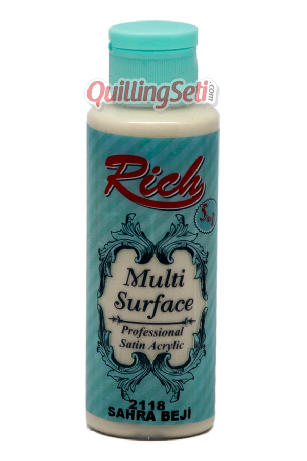 rich multi surface 120 cc akrilik boya - rich sahra beji 2118 hobi boyası, rch-ms-2118, rich multi surface akrilik boya 120 ml, Rich
