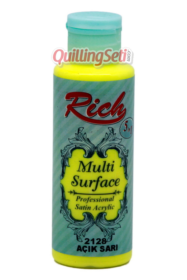 rich 120 cc multi surface  akrilik boya - açık sarı 2128 hobi boyası, rch-ms-2128, rich multi surface akrilik boya 120 ml, Rich