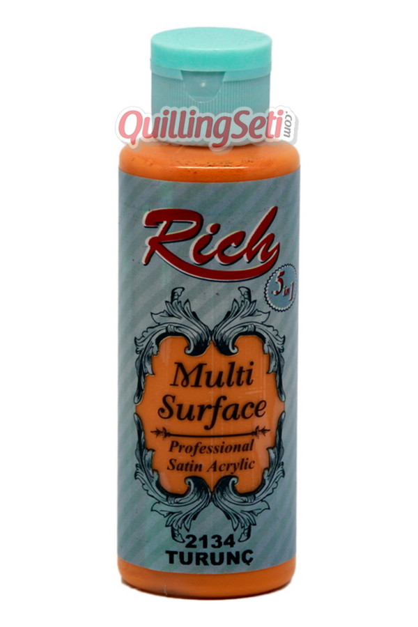 rich multi surface 120 cc akrilik boya - rich turuncu 2134 hobi boyası, rch-ms-2134, rich multi surface akrilik boya 120 ml, Rich
