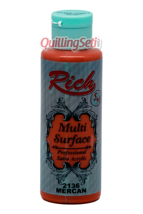 rich multi surface 120 cc akrilik boya - rich mercan 2136 hobi boyası, rch-ms-2136, rich multi surface akrilik boya 120 ml, Rich