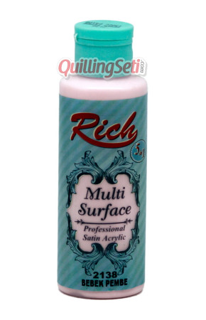 Rich Multi Surface 120 cc Akrilik Boya - Rich Bebek Pembe 2138 Hobi Boyası