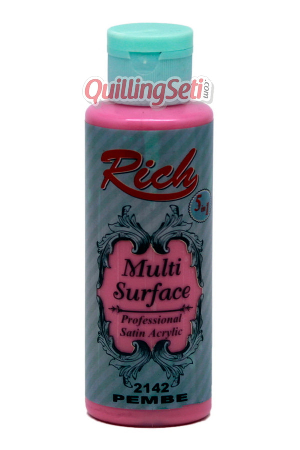 rich multi surface 120 cc akrilik boya - rich pembe 2142 hobi boyası, rch-ms-2142, rich multi surface akrilik boya 120 ml, Rich