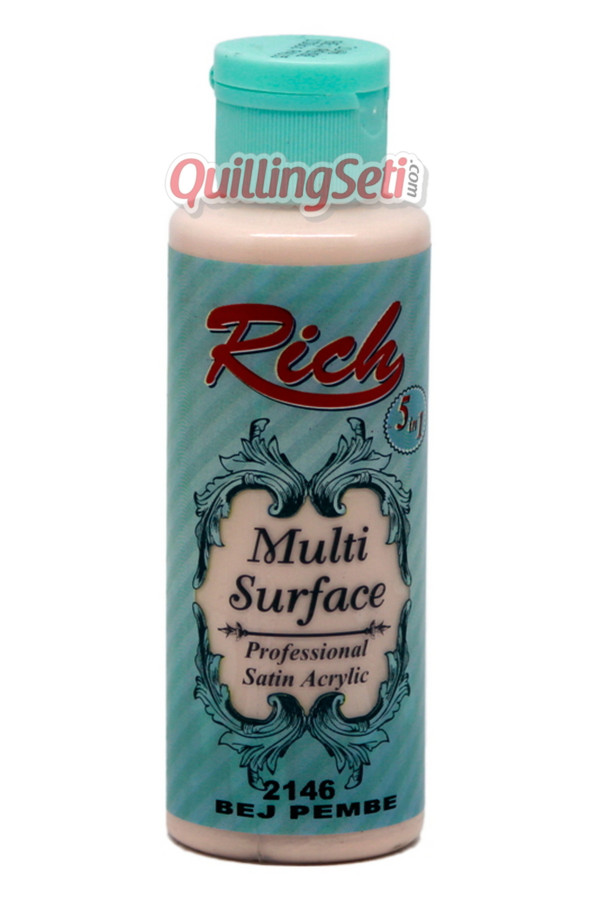 rich multi surface 120 cc akrilik boya - rich bej pembe 2146 hobi boyası, rch-ms-2146, rich multi surface akrilik boya 120 ml, Rich