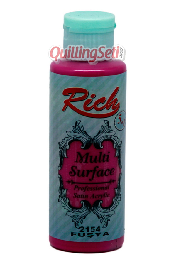 rich multi surface 120 cc akrilik boya - rich fuşya 2154 hobi boyası, rch-ms-2154, rich multi surface akrilik boya 120 ml, Rich