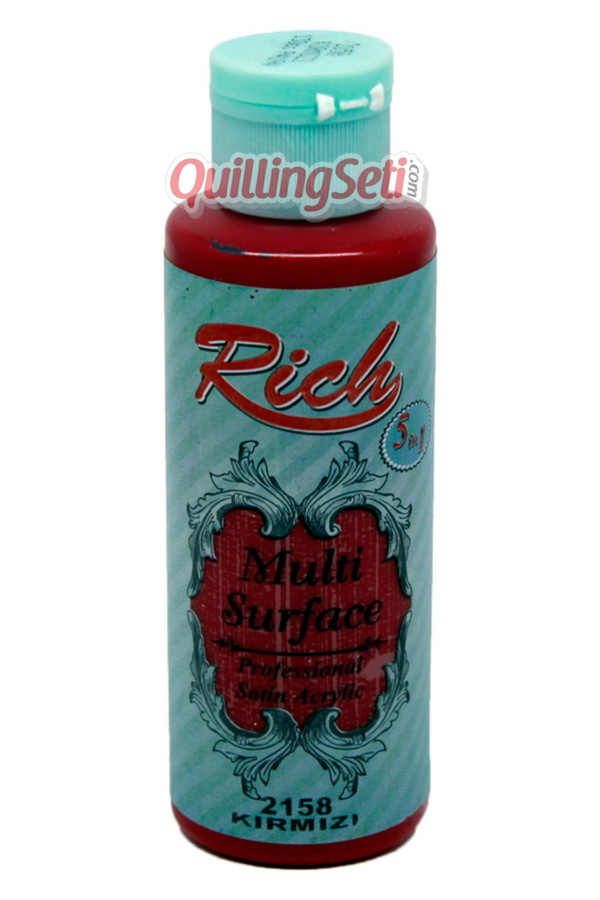 rich multi surface 120 cc akrilik boya - rich kırmızı 2158 hobi boyası, rch-ms-2158, rich multi surface akrilik boya 120 ml, Rich