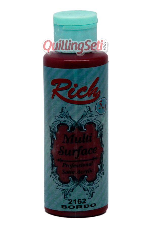 rich multi surface 120 cc akrilik boya - rich bordo 2162 hobi boyası, rch-ms-2162, rich multi surface akrilik boya 120 ml, Rich