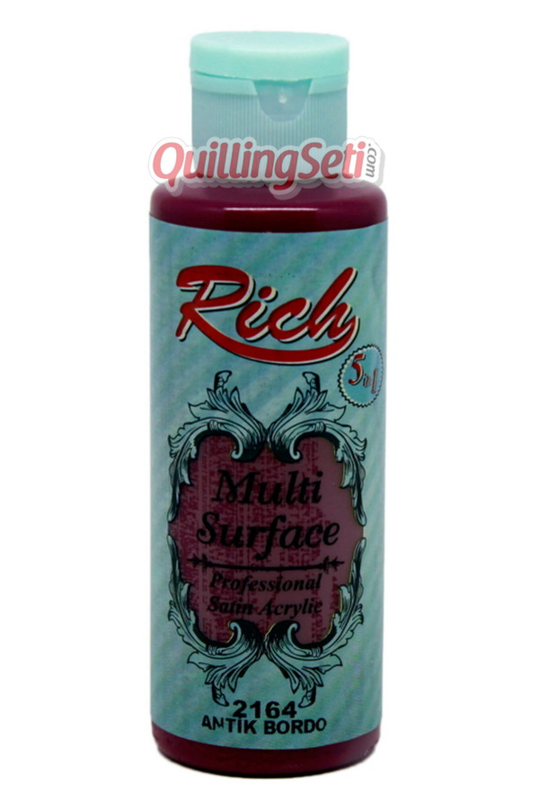 rich multi surface 120 cc akrilik boya - rich antik bordo 2164 hobi boyası, rch-ms-2164, rich multi surface akrilik boya 120 ml, Rich
