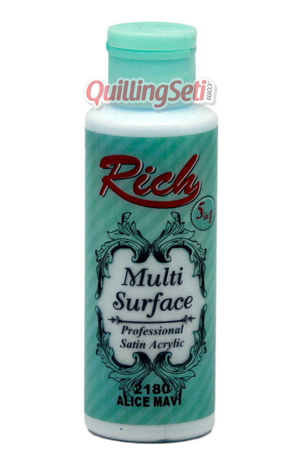 rich multi surface 120 cc akrilik boya - rich alice mavi 2180 hobi boyası, rch-ms-2180, rich multi surface akrilik boya 120 ml, Rich