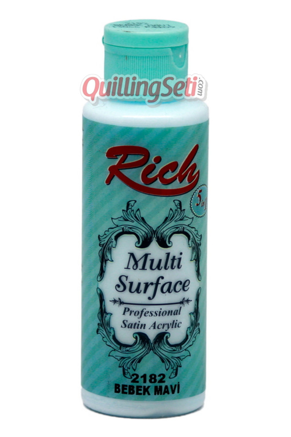 rich multi surface 120 cc akrilik boya - rich bebek mavi 2182 hobi boyası, rch-ms-2182, rich multi surface akrilik boya 120 ml, Rich