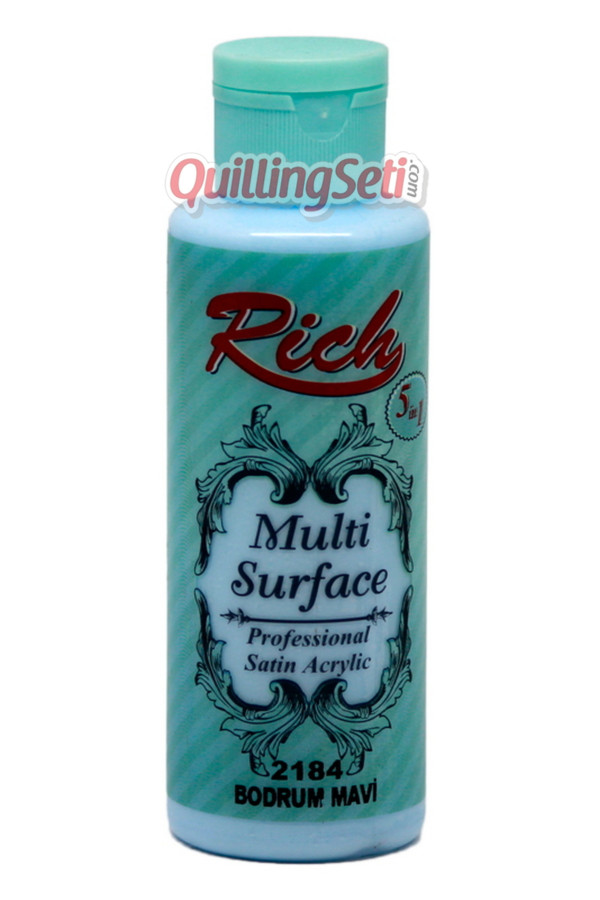 rich multi surface 120 cc akrilik boya - rich bodrum mavi 2184 hobi boyası, rch-ms-2184, rich multi surface akrilik boya 120 ml, Rich