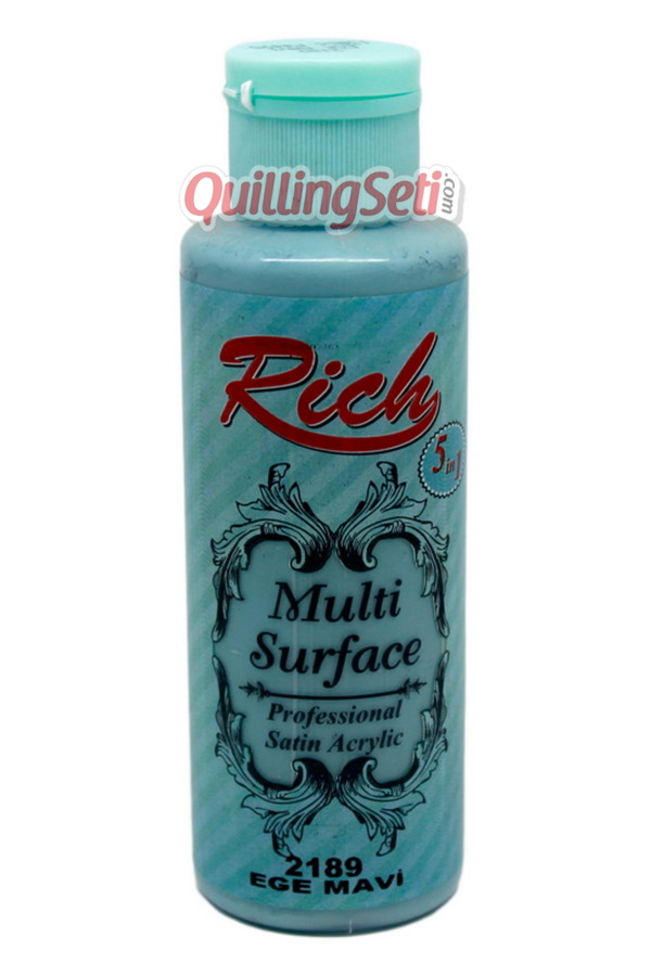 rich multi surface 120 cc akrilik boya - rich ege mavi 2189 hobi boyası, rch-ms-2189, rich multi surface akrilik boya 120 ml, Rich