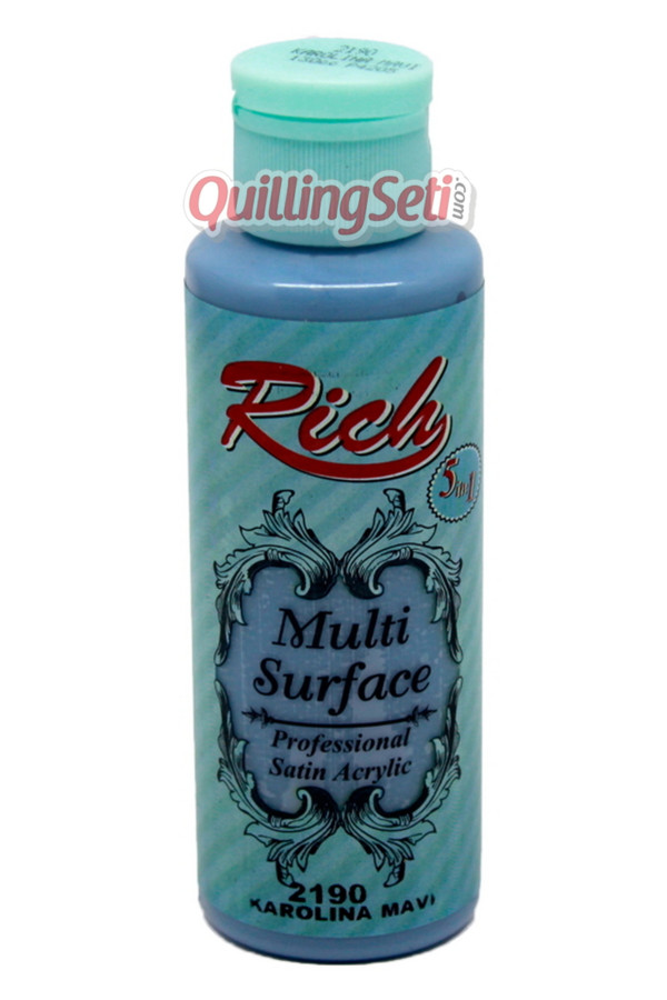 rich multi surface 120 cc akrilik boya - rich karolina mavi 2190 hobi boyası, rch-ms-2190, rich multi surface akrilik boya 120 ml, Rich