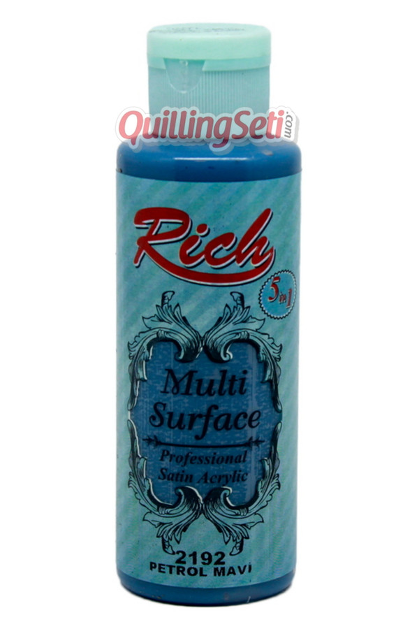 rich multi surface 120 cc akrilik boya - rich petrol mavi 2192 hobi boyası, rch-ms-2192, rich multi surface akrilik boya 120 ml, Rich