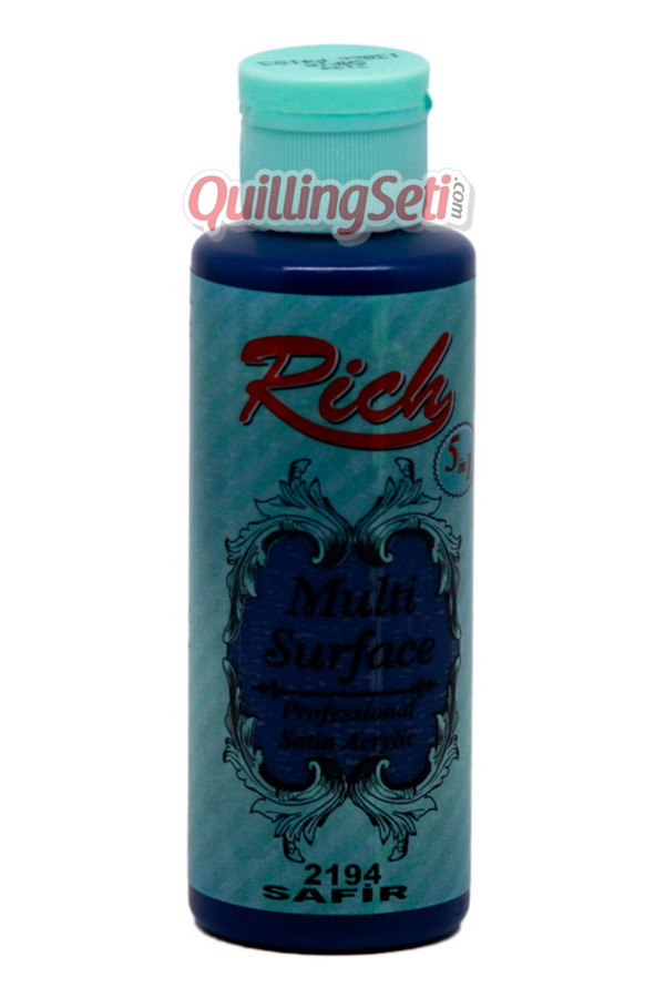rich multi surface 120 cc akrilik boya - rich safir 2194 hobi boyası, rch-ms-2194, rich multi surface akrilik boya 120 ml, Rich