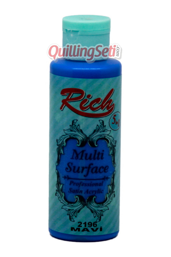 rich multi surface 120 cc akrilik boya - rich mavi 2196 hobi boyası, rch-ms-2196, rich multi surface akrilik boya 120 ml, Rich