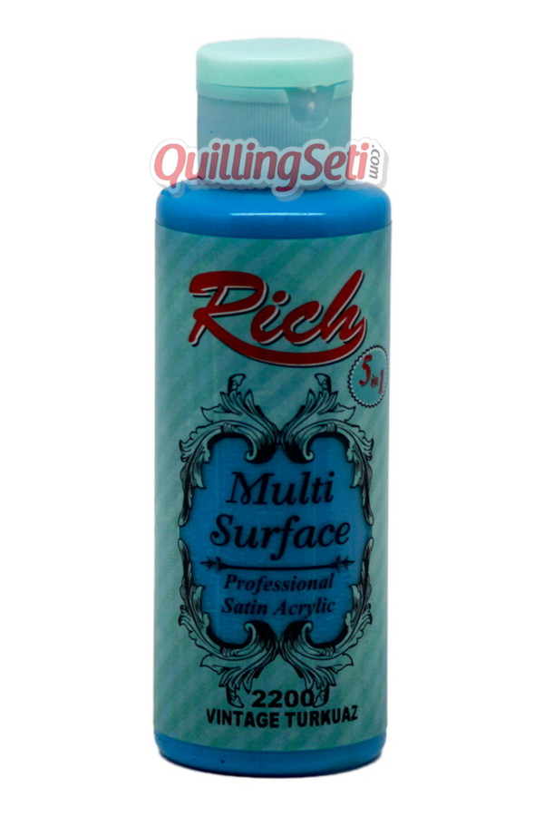 rich multi surface 120 cc akrilik boya - rich vintage turkuaz 2200 hobi boyası, rch-ms-2200, rich multi surface akrilik boya 120 ml, Rich