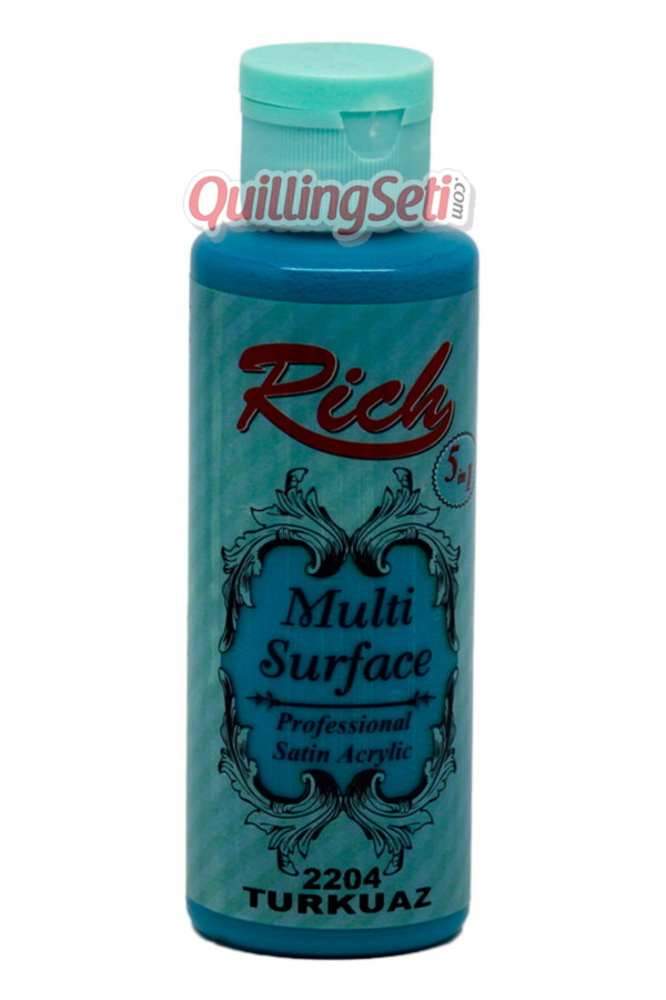 rich multi surface 120 cc akrilik boya - rich turkuaz 2204 hobi boyası, rch-ms-2204, rich multi surface akrilik boya 120 ml, Rich