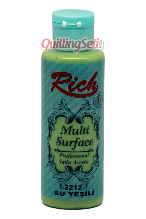 rich multi surface 120 cc akrilik boya - rich su yeşili 2212 hobi boyası, rch-ms-2212, rich multi surface akrilik boya 120 ml, Rich