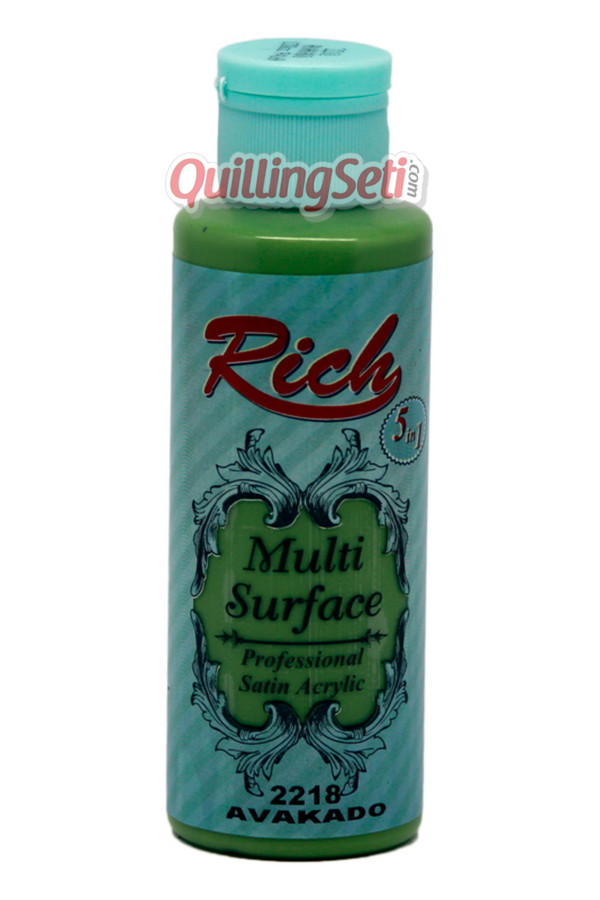 rich multi surface 120 cc akrilik boya - rich avakado 2218 hobi boyası, rch-ms-2218, rich multi surface akrilik boya 120 ml, Rich
