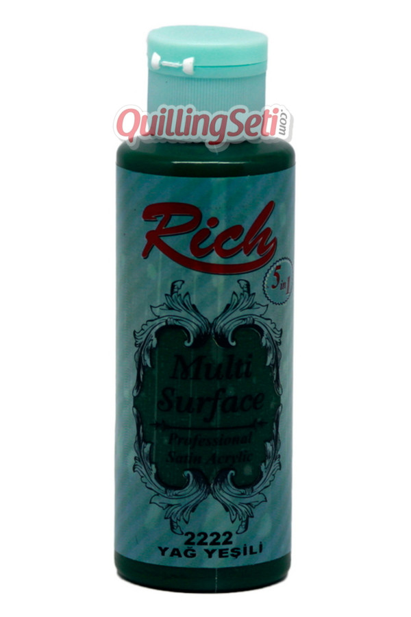 rich multi surface 120 cc akrilik boya - rich yağ yeşili 2222 hobi boyası, rch-ms-2222, rich multi surface akrilik boya 120 ml, Rich