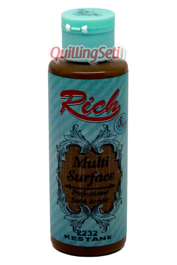 rich multi surface 120 cc akrilik boya - rich kestane 2232 hobi boyası, rch-ms-2232, rich multi surface akrilik boya 120 ml, Rich