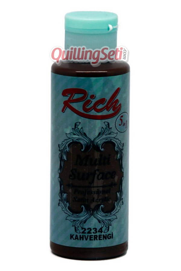 rich multi surface 120 cc akrilik boya - rich kahverengi 2234 hobi boyası, rch-ms-2234, rich multi surface akrilik boya 120 ml, Rich