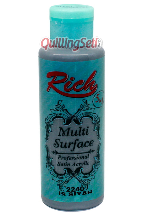 rich multi surface 120 cc akrilik boya - rich i̇s siyah 2240 hobi boyası, rch-ms-2240, rich multi surface akrilik boya 120 ml, Rich