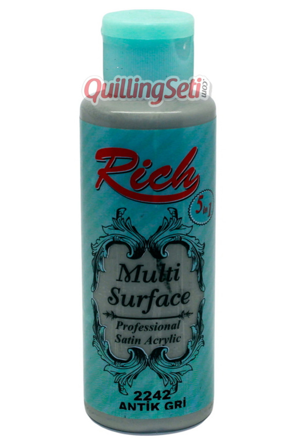 rich multi surface 120 cc akrilik boya - rich antik gri 2242 hobi boyası, rch-ms-2242, rich multi surface akrilik boya 120 ml, Rich