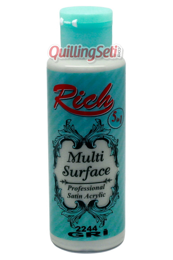 rich multi surface 120 cc akrilik boya - rich gri 2244 hobi boyası, rch-ms-2244, rich multi surface akrilik boya 120 ml, Rich