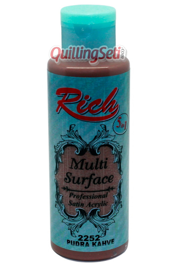 rich multi surface 120 cc akrilik boya - rich pudra kahve 2252 hobi boyası, rch-ms-2252, rich multi surface akrilik boya 120 ml, Rich