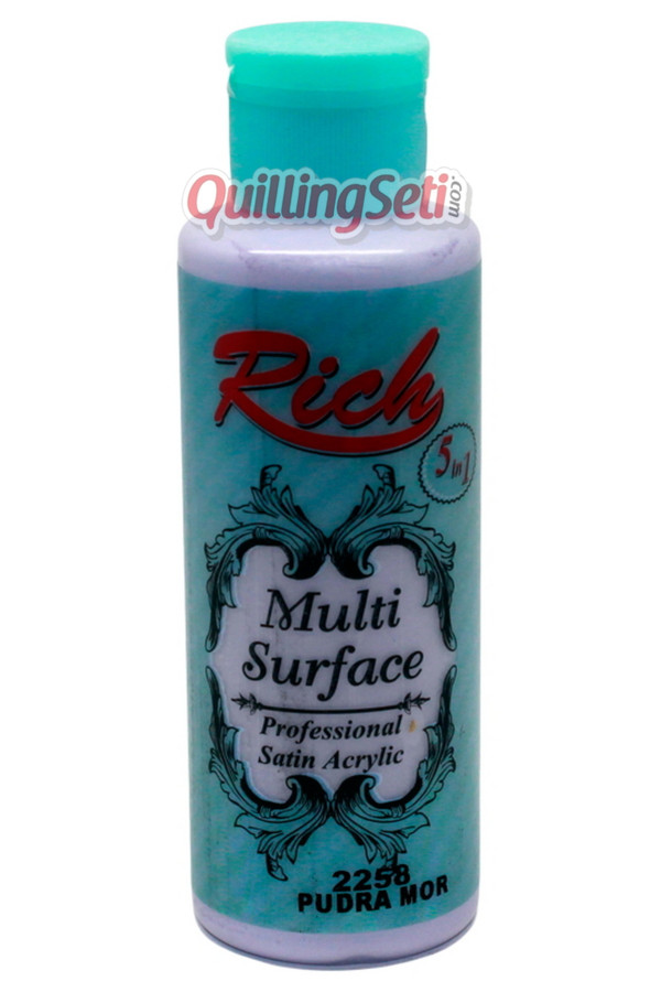 rich multi surface 120 cc akrilik boya - rich pudra mor 2258 hobi boyası, rch-ms-2258, rich multi surface akrilik boya 120 ml, Rich