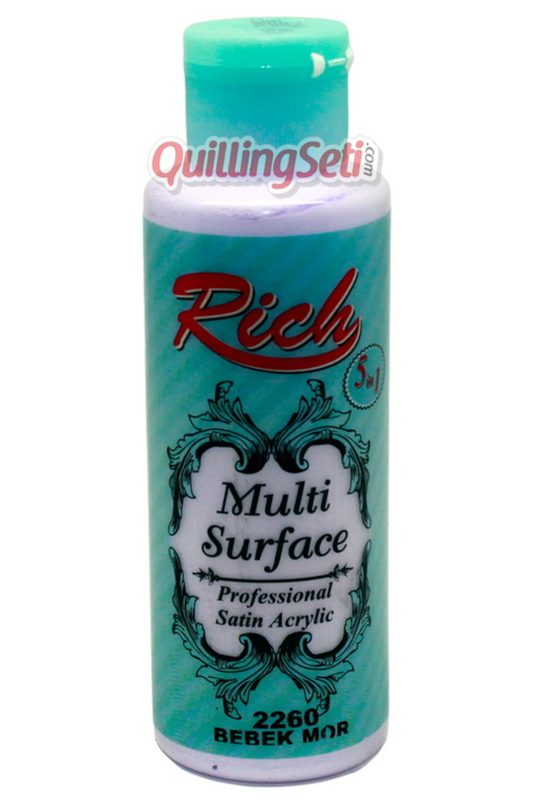 rich multi surface 120 cc akrilik boya - rich bebek mor 2260 hobi boyası, rch-ms-2260, rich multi surface akrilik boya 120 ml, Rich