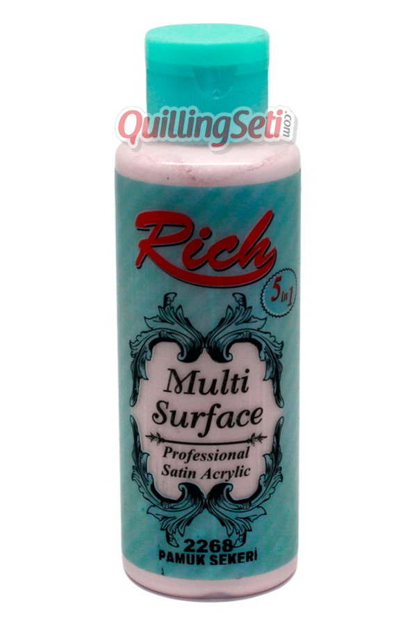 rich multi surface 120 cc akrilik boya - rich pamuk şekeri 2268 hobi boyası, rch-ms-2268, rich multi surface akrilik boya 120 ml, Rich